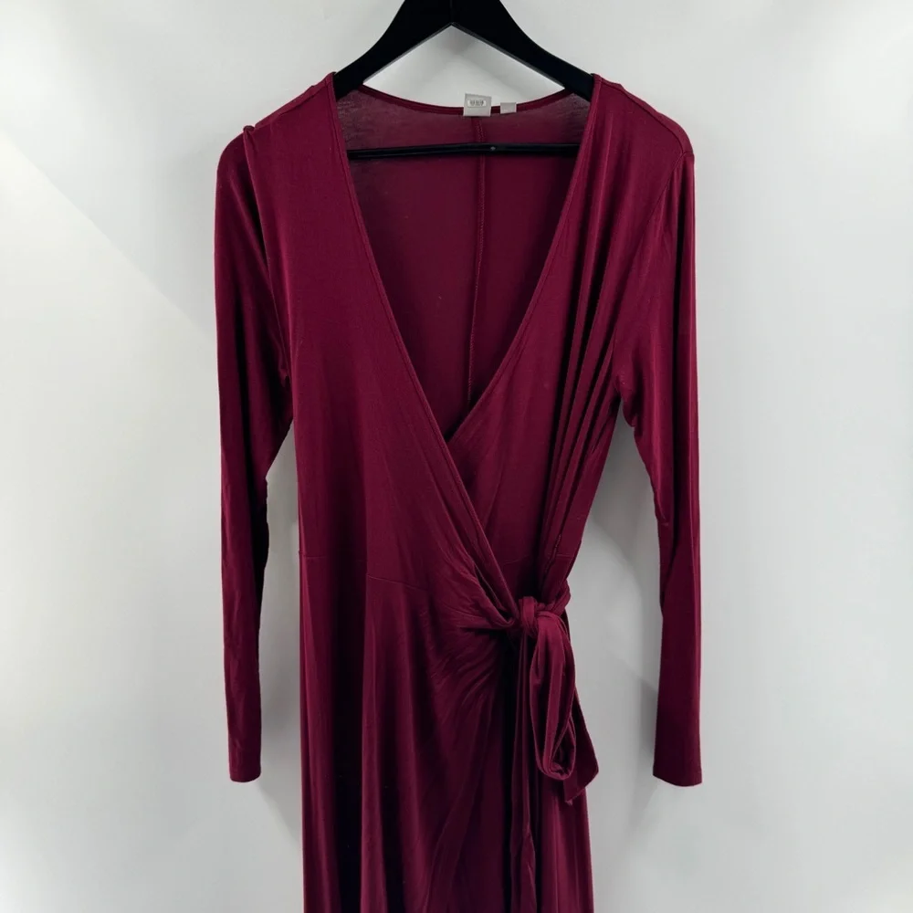 Gap Maroon Long Sleeve Wrap Dress with Side Tie – Size Medium - Picture 1 of 6